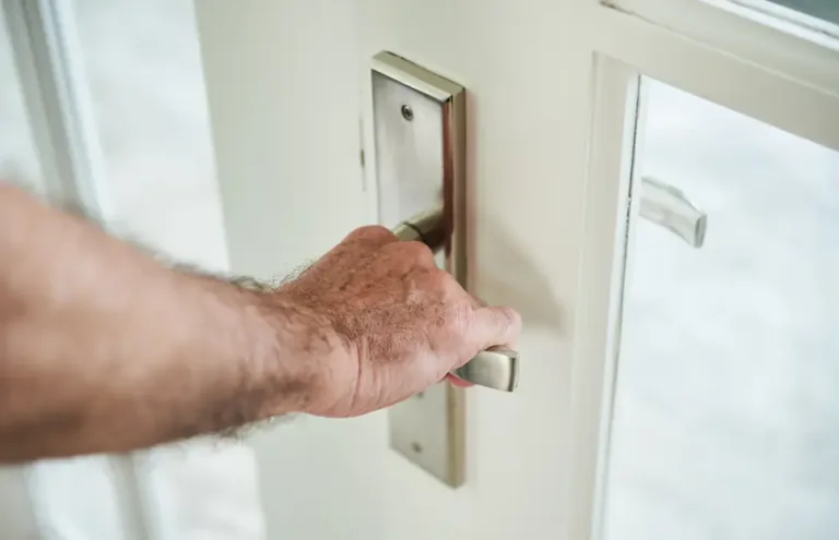 Security door replacement with a homeowner replacing a door lock in Dandenong